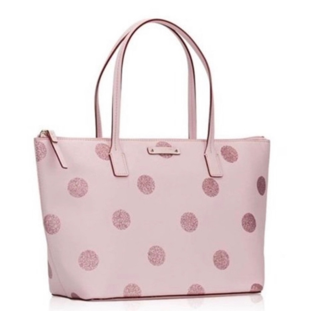 Kate Spade Pink Glitter Polka Dot Tote Gem